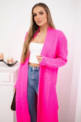 Sweter Kardigan splot warkocz różowy neon  
