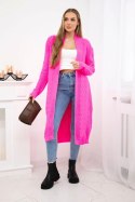 Sweter Kardigan splot warkocz różowy neon  