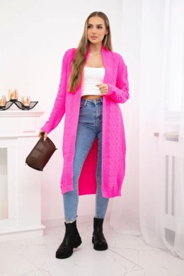 Sweter Kardigan splot warkocz różowy neon  
