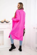 Sweter Kardigan splot warkocz różowy neon  