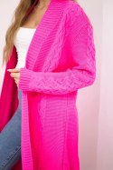 Sweter Kardigan splot warkocz różowy neon  