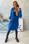 Bluza ocieplana długa z kapturem chabrowa  