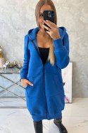 Bluza ocieplana długa z kapturem chabrowa  