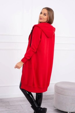 Bluza ocieplana długa z kapturem czerwona  