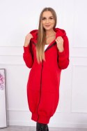 Bluza ocieplana długa z kapturem czerwona  