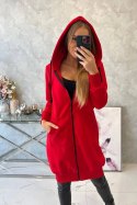 Bluza ocieplana długa z kapturem czerwona  
