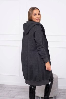 Bluza ocieplana długa z kapturem grafitowa  