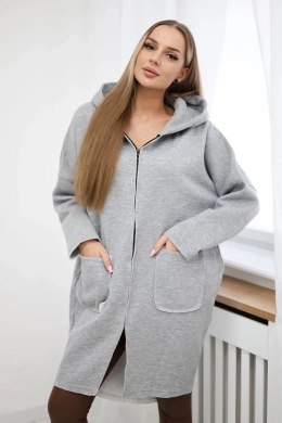 Bluza ocieplana rozpinana z dłuższym tyłem szara  