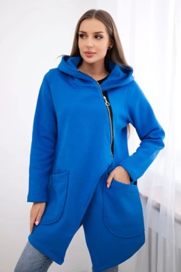 Bluza ocieplana z asymetrycznym suwakiem chabrowa  