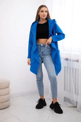 Bluza ocieplana z asymetrycznym suwakiem chabrowa  