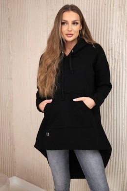 Bluza ocieplana z długim tyłem i kapturem czarna  