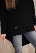 Bluza ocieplana z długim tyłem i kapturem czarna  