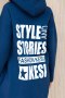 Bluza ocieplana z długim tyłem i kapturem granatowa  