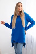 Bluza ocieplana z dłuższym tyłem chabrowa  