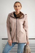 Bluza ocieplana z dłuższym tyłem i kieszeniami ciemno beżowa  