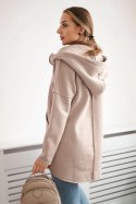 Bluza ocieplana z dłuższym tyłem i kieszeniami ciemno beżowa  