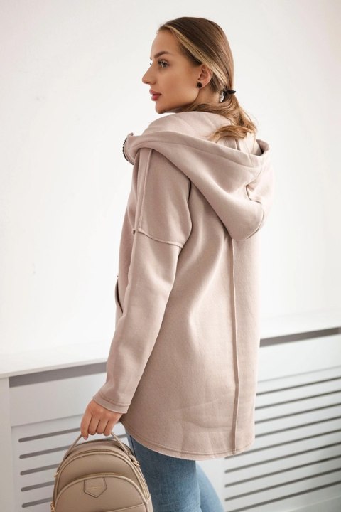 Bluza ocieplana z dłuższym tyłem i kieszeniami ciemno beżowa Bluza ocieplana z dłuższym tyłem i kieszeniami ciemno beżowa
