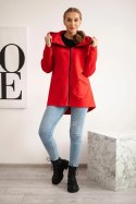 Bluza ocieplana z dłuższym tyłem i kieszeniami czerwona  