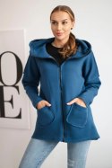 Bluza ocieplana z dłuższym tyłem i kieszeniami jeans  