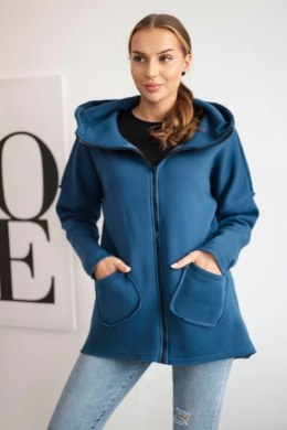 Bluza ocieplana z dłuższym tyłem i kieszeniami jeans  