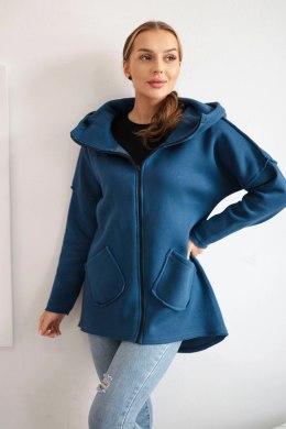 Bluza ocieplana z dłuższym tyłem i kieszeniami jeans  