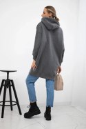 Bluza ocieplana z haftowanym napisem oversize grafitowa  