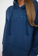 Bluza ocieplana z haftowanym napisem oversize jeansowa  