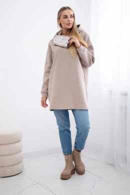 Bluza ocieplana z kapturem beżowa  