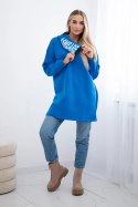 Bluza ocieplana z kapturem chabrowa  