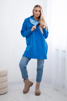 Bluza ocieplana z kapturem chabrowa  