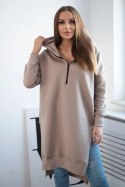 Bluza ocieplana z rozcięciami na bokach beżowa  
