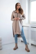 Bluza ocieplana z rozcięciami na bokach beżowa  