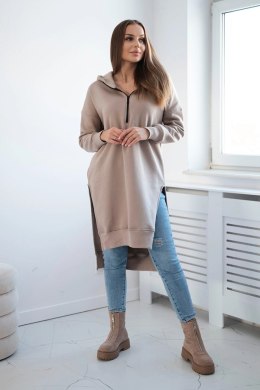 Bluza ocieplana z rozcięciami na bokach beżowa  