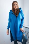 Bluza ocieplana z rozcięciami na bokach chabrowa  