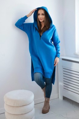 Bluza ocieplana z rozcięciami na bokach chabrowa  