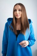 Bluza ocieplana z rozcięciami na bokach chabrowa  
