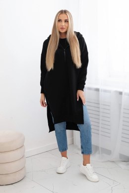 Bluza ocieplana z rozcięciami na bokach czarna  