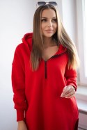 Bluza ocieplana z rozcięciami na bokach czerwona  