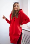Bluza ocieplana z rozcięciami na bokach czerwona  