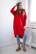 Bluza ocieplana z rozcięciami na bokach czerwona  
