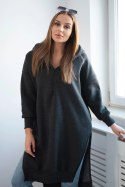 Bluza ocieplana z rozcięciami na bokach grafitowa  