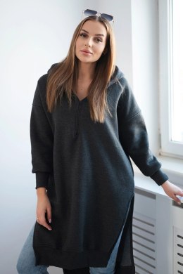 Bluza ocieplana z rozcięciami na bokach grafitowa  
