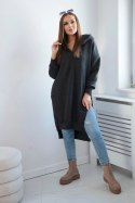 Bluza ocieplana z rozcięciami na bokach grafitowa  