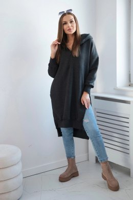 Bluza ocieplana z rozcięciami na bokach grafitowa  