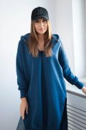 Bluza ocieplana z rozcięciami na bokach jeansowa  