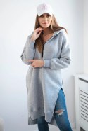 Bluza ocieplana z rozcięciami na bokach szara  