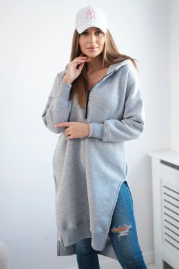 Bluza ocieplana z rozcięciami na bokach szara  