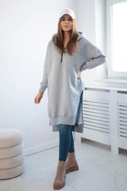 Bluza ocieplana z rozcięciami na bokach szara  