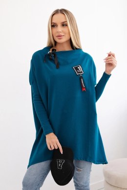 Bluza oversize z asymetrycznymi bokami morski  