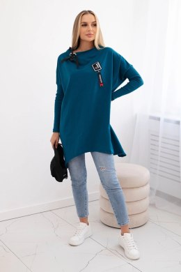 Bluza oversize z asymetrycznymi bokami morski  